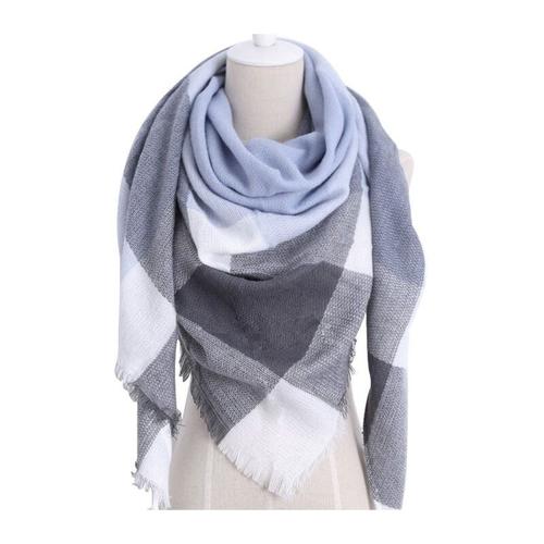 Femme Homme Écharpe Grand Plaid, Hiver Chaud En Cachemire Imitation, Carreaux Doux Écharpe Épais Pull Châle Mode Écharpe Fraîche Cadeau Unisexe Cadeau Noël (Bleu Noir) ) Goodnice