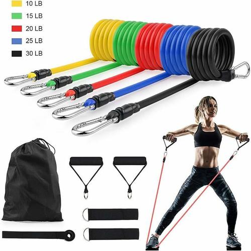 Bandes De Résistance Set 5 Bandes De Fitness Elastiques,Et Poignées,Ancre De Porte,Sangles Pied,Professionnels Entranement Homme Femmes Gym,Yoga,Perdre Du Poids,Gym Entranement Goodnice