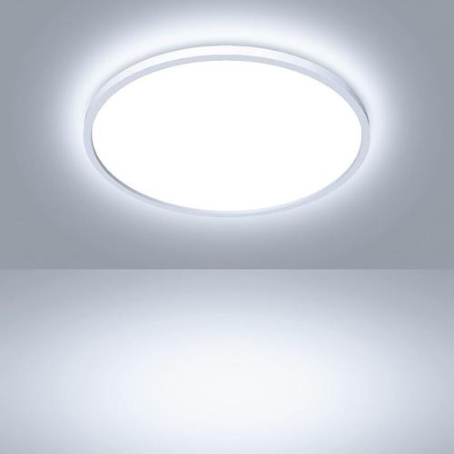 Plafonnier Led Rond, Luminaire Plafond 18w 2400lm, 6500k Éclairage Intérieur, Lampe Lumiere Moderne Pour Salle De Bain, Salon, Cuisine, Chambr À Coucher, Couloir, Garage, ¿24cm¿Argent) Goodnice