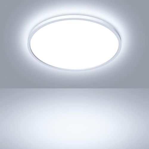 Plafonnier Led Rond, Luminaire Plafond 24w 2400lm, 6500k Éclairage Intérieur, Lampe Lumiere Moderne Pour Salle De Bain, Salon, Cuisine, Chambr À Coucher, Couloir, Garage, ¿28cm¿Argent) Goodnice