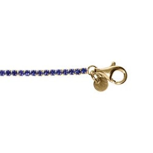Bracelet Argent Doré Riviere Oxydes Bleu Foncé Sertis Diamètre 2.5mm 16+3cm