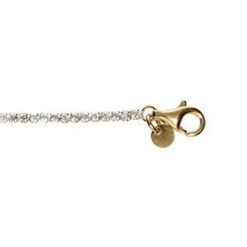 Bracelet Argent Doré Riviere Oxydes Blanc Sertis Diamètre 2.5mm 16+3cm