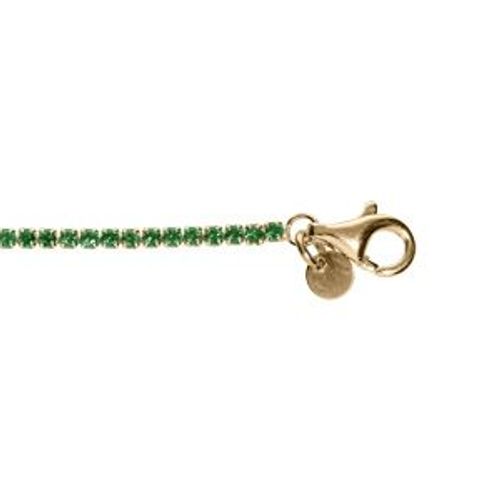 Bracelet Argent Doré Riviere Oxydes Vert Sertis Diamètre 2.5mm 16+3cm