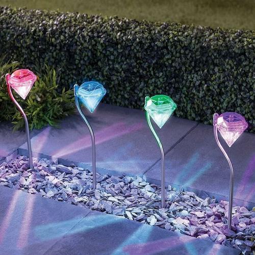 Lot De 4 Lampe Solaire,Changent De Couleurs Forme De Diamand Lampe Solaire Extérieur Pour Décoration De Fête,Eclairage De Pelouse,Cour,Allée Goodnice