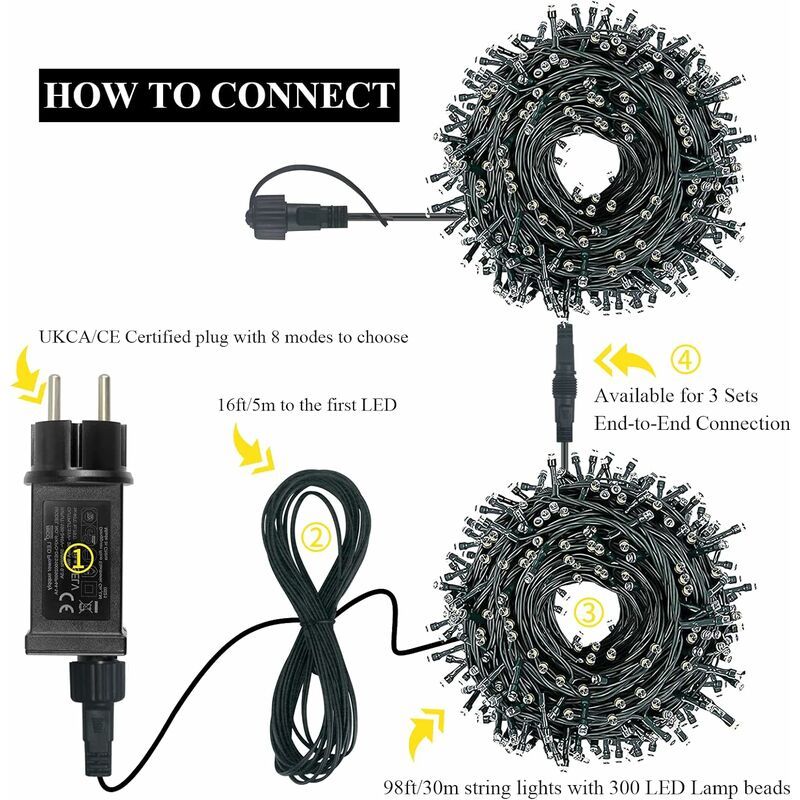 Guirlande Lumineuse,30m 300leds Guirlande Lumineuse Exterieu... - 3
