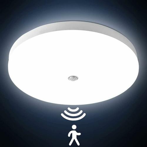 Lampes de Plafond avec Détecteur de Mouvement 24W 3000LM Plafonnier LED Rond Ultra-mince LED Lampe Imperméable IP56 Luminaire Intérieur Parfait pour Chambre Cuisine Balcon Couloir 40cm goodnice