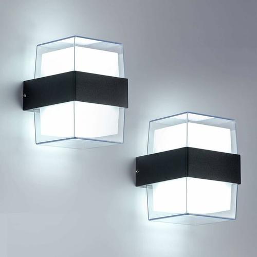 2pcs 12w Led Applique Murale Exterieur 6000k Blanc Froid Luminaire Applique Murale Ip65 Acrylique 960lm Pour Jardins,Patios,Murs Extérieurs [Classe Énergétique F] Goodnice