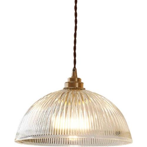 Luminaire Suspension Dôme En Verre Transparent Vintage Industrielle, Avec Base E27 En Laiton Cuivre Lustre, Lampe Suspendue Au Plafond, Sans Source Lumineuse (30cm) Goodnice