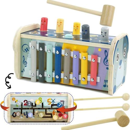 Lucky_Mall Jeu De Marteau Xylophone Tabouret À Percussion Jouet Montessori Enfant 3 Ans Lucky_Mall