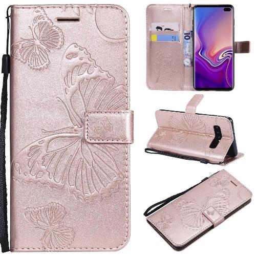 Étui Pour Samsung Galaxy S10 Plus Flip Kickband Couverture Magnétique Couverture Antichoc Avec Support De Fente Pour Carte Cuir Pu - Couleur Rose