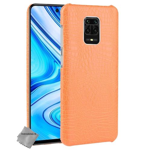 Housse Etui Coque Rigide Simili Cuir Crocodile Pour Xiaomi Redmi Note 9 Pro + Film Ecran - Orange