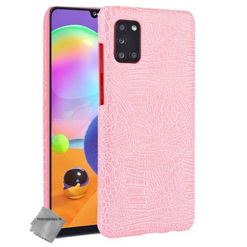 Housse Etui Coque Rigide Simili Cuir Crocodile Pour Samsung Galaxy A31 + Film Ecran - Rose