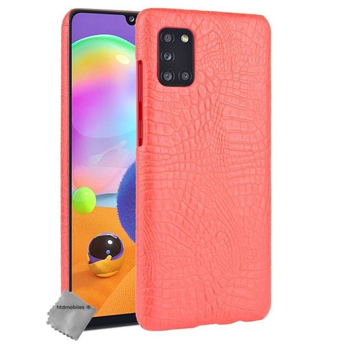 Housse Etui Coque Rigide Simili Cuir Crocodile Pour Samsung Galaxy A31 + Film Ecran - Rouge