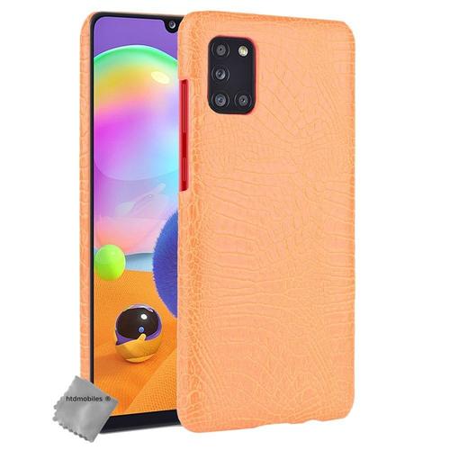 Housse Etui Coque Rigide Simili Cuir Crocodile Pour Samsung Galaxy A51 + Film Ecran - Orange