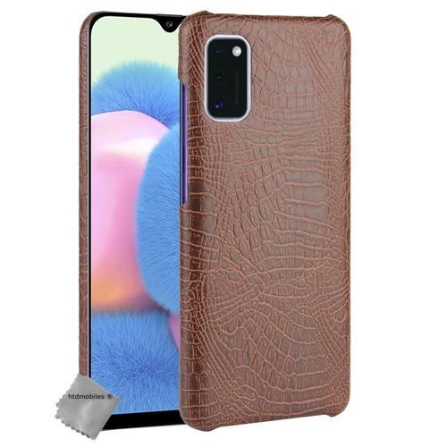 Housse Etui Coque Rigide Simili Cuir Crocodile Pour Samsung Galaxy A41 + Film Ecran - Marron