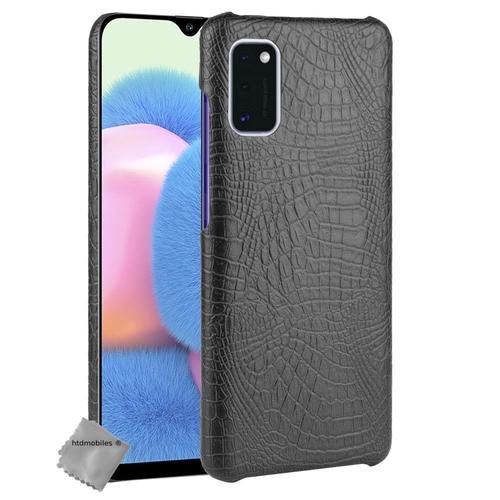 Housse Etui Coque Rigide Simili Cuir Crocodile Pour Samsung Galaxy A41 + Verre Trempe - Noir