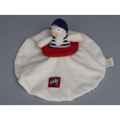 Doudou Canard Plat Bleu Blanc Rouge Les P'tits Loup De Mer Moulin Roty