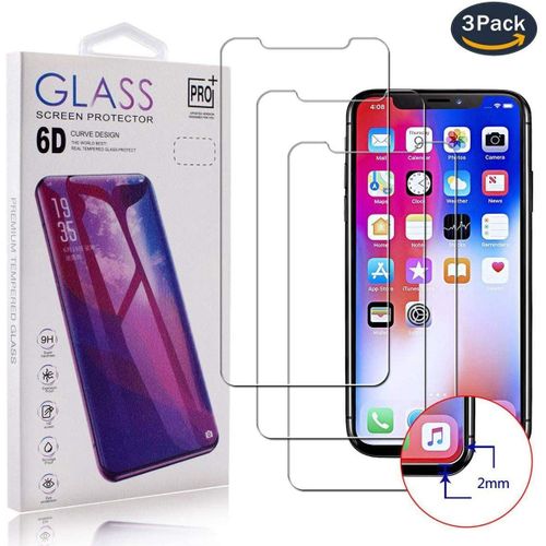 [3 Pièces Film Protecteur Pour Apple Iphone X/Iphone Xs, Film De Verre Transparent, Verre De Protection De Dureté 9h, Transparence À 99%, Écran Hd