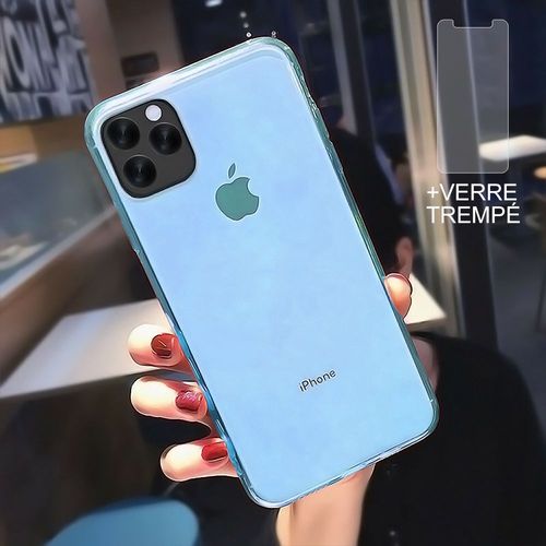 Coque Iphone 12 Mini + Verre Trempé Protection Écran,Souple Silicone Étui Protecteur Bumper Clair Gris