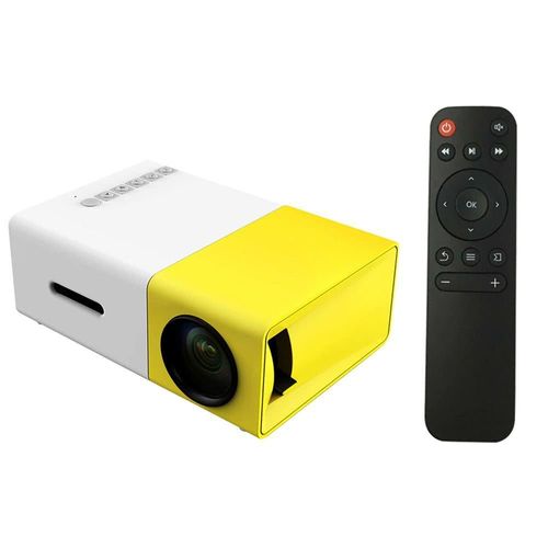 Mini projecteur YG300 LED 1080P portable avec t¿¿l¿¿commande pour smartphone ordinateur portable YG-300 jaune et blanc