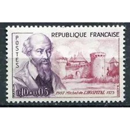 Timbre France 1960 Neuf ** Yt N° 1257 Michel De L'hospital Château De La Roche Des Aigueperses