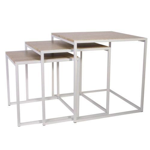 Tables Carrées Gigognes - Mdf - Marron Et Blanc