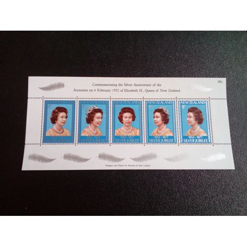 Timbre Nouvelle-Zelande Yt Bf 40 Souvenir Du Jubilé D'argent Qeii 1977 ( 0031004 )