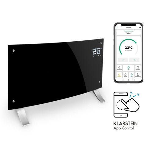 Klarstein Bornholm Curved Smart Radiateur À Convection Connecté , 1000w / 2000w- Noir