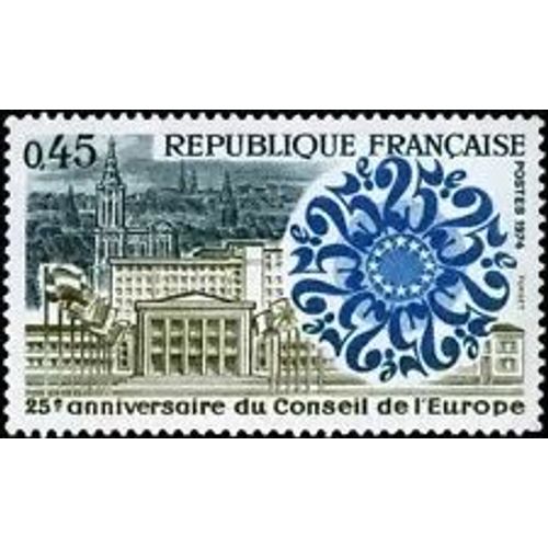 Timbre France 1974 Neuf ** Yt N° 1792 25éme Anniversaire Du Conseil De L'europe