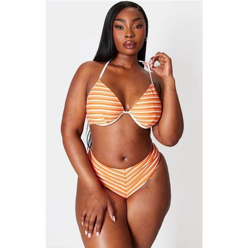 Plus Haut De Maillot De Bain Orange À Rayures Et Armatures, 46