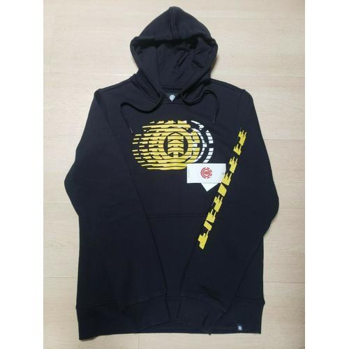 Hoodie Pull Shirt Sweat Capuche Element Skateboards Noir Jaune Blanc Taille S