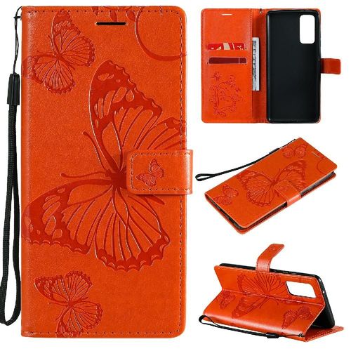 Étui Pour Samsung Galaxy S20 Fe Flip Kickband Avec Support De Fente Pour Carte Couverture Antichoc Couverture Magnétique Cuir Pu - Orange