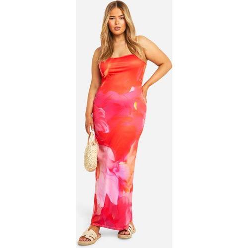 Plus Printed Super Soft Scoop Neck Maxi Dress - Rose - 18