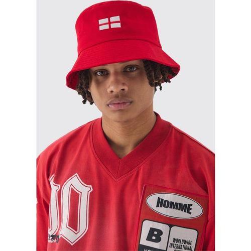 England Embroidered Bucket Hat In Red Homme - Rouge - One Size, Rouge