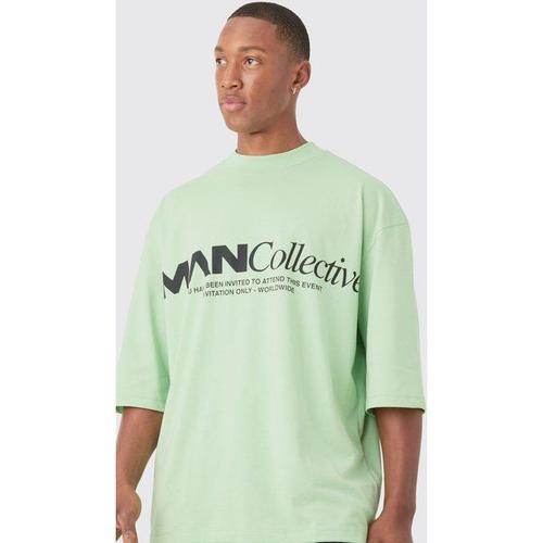Oversized Extended Neck Man Collective T-Shirt Homme - Vert - S, Vert