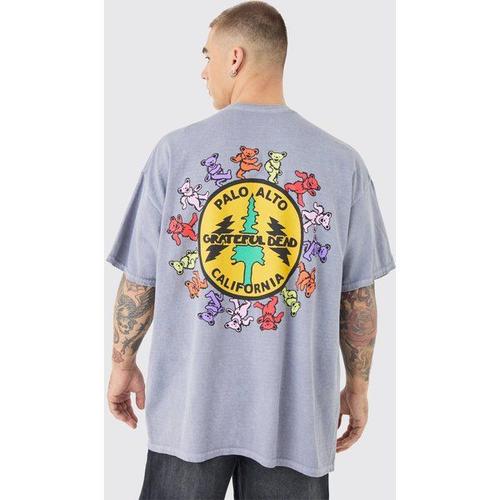 Oversized Greatful Dead Band Wash License T-Shirt Homme - Gris - M, Gris
