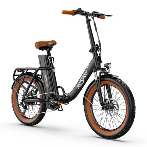 Vélo Électrique, Vélo De Route, Ebike, Onesport Ot16 - 2 Vélo Électrique Tout Terrain - 20" Roues 250w Moteur 48v17ah Batterie 60km Freins À Disque Autonomes - Noir Et Marron