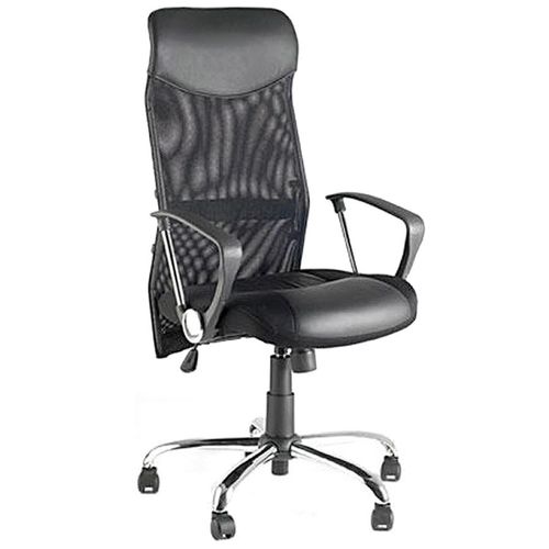 Fauteuil De Bureau Moderne 'roma' Noir En Matière Synthétique Et Tissu