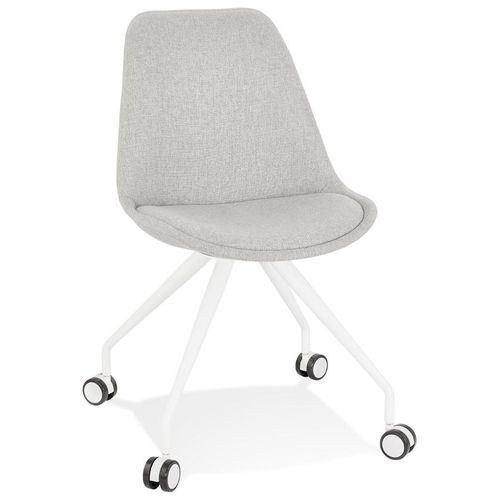 Chaise De Bureau Sur Roulettes 'snap' En Tissu Gris Avec Structure En Métal Blanc
