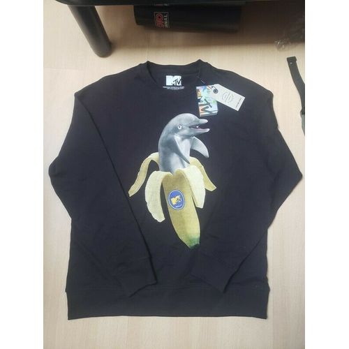 Pull Hoodie Sweat Shirt Mtv Jack & Jones Noir Dauphin Banane Neuf