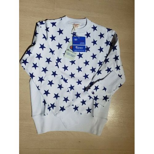 Hoodie Pull Shirt Sweat Shirt Champion Blanc Bleu Etoiles Stars Taille S Small