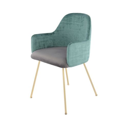 Paris Prix - Chaise Déco En Velours "Richard" 85cm Vert & Gris