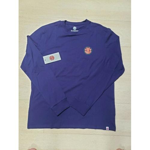 Pull Sweat T-Shirt Manches Longues Element Skateboards Violet Logo Dos L Large