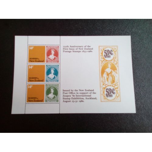 Timbre Nouvelle-Zelande Yt Bf 44 Bloc-Feuillet Zeapex '80 Sur Les Anniversaires 1980 ( 0031004 )