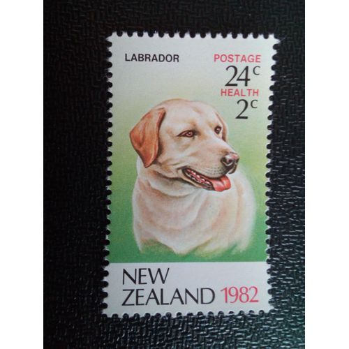 Timbre Nouvelle-Zelande Yt 819 Santé - Labrador Retriever 24c + 2c 1982 ( 0031004 )