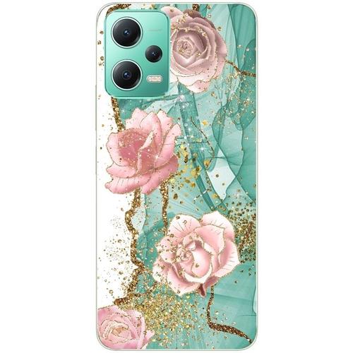 Coque Pour Redmi Note 12 5g Marbre Fleur Turquoise