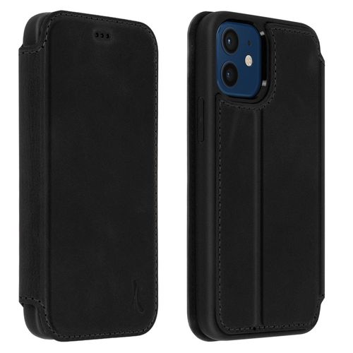 Étui Iphone 12 Mini Cuir Porte-Carte Fonction Support Vidéo Akashi Noir