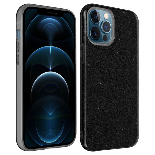 Coque Apple Iphone 12 / 12 Pro Paillette Amovible Silicone Semi-Rigide Noir