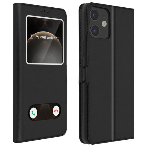 Housse Apple Iphone 12 Mini Étui Intégral Double Fenêtre Support Vidéo Noir