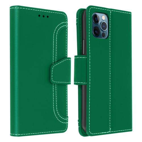 Housse Apple Iphone 12 / 12 Pro Étui Folio Portefeuille Fonction Support Vert